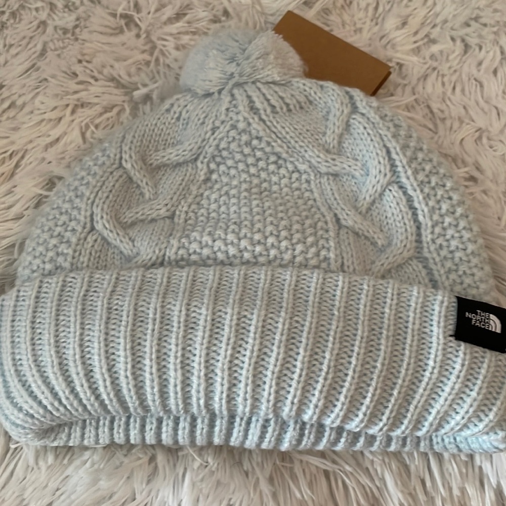 NWT The North Face Lined Beanie Ice Blue Size S